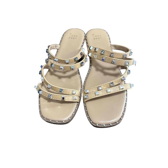 A New Day Beige Hollis Embellished Slide Sandals Womens Size US 8 - Picture 1 of 5